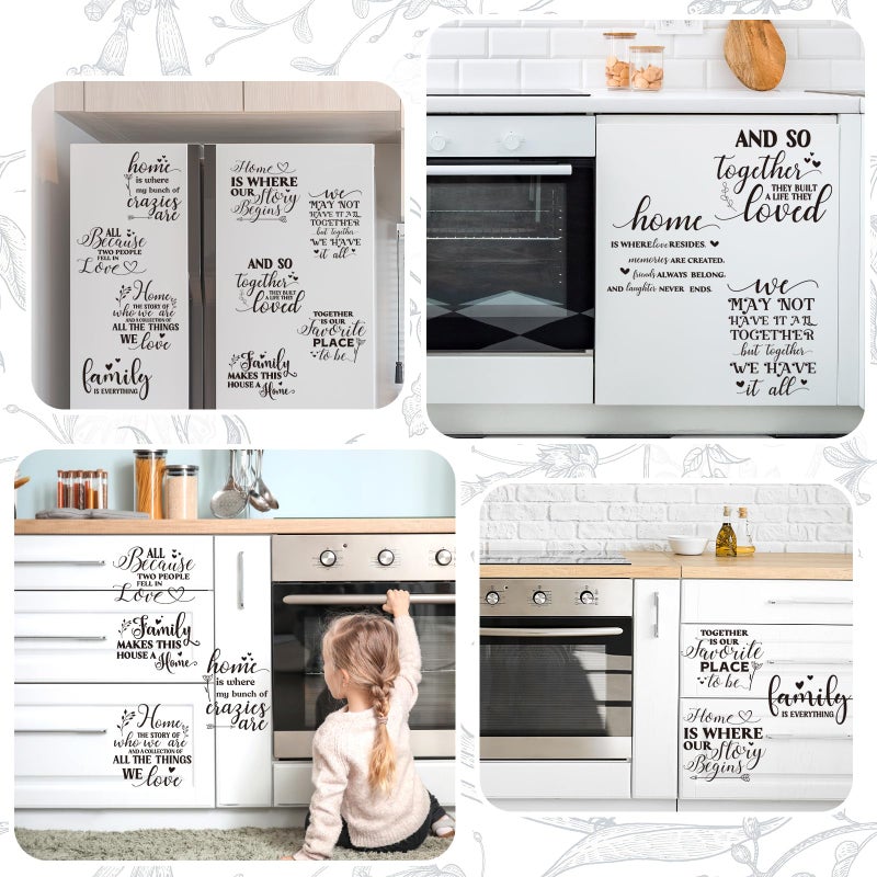 وولاين مجموعة ملصقات Whaline مكونة من 11 ورقة، بتصميم كلمات عتيقة قابلة للفرك، مناسبة للأعمال اليدوية، حروف سوداء دافئة، ملصقات قابلة للفرك، ملصقات أثاث، مناسبة للمنزل والحفلات والأعمال اليدوية، مقاس 5.5 × 5.5 بوصة - Image 5